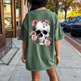 Floral Sugar Skull Rose Flowers Mycologist Gothic Goth Women's Oversized Comfort T-shirt Back Print Moss