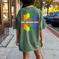 Free Grandma Hugs Lgbt Daisy Rainbow Flower Hippie Gay Pride Women's Oversized Comfort T-Shirt Back Print Moss