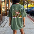 Dog Lover Cute Yorkie Santa Hat Ugly Christmas Sweater Women's Oversized Comfort T-shirt Back Print Moss