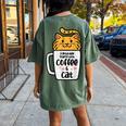 Good Day Starts With Coffee Cat Cute Kitten Girls N Women's Oversized Comfort T-shirt Back Print Moss
