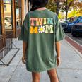 Groovy Twin Mama For New Mom Of Twins Women's Oversized Comfort T-Shirt Back Print Moss