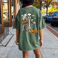 Halloween Skeleton Pumpkin Fall Coffee Fun Costume Women's Oversized Comfort T-shirt Back Print Moss