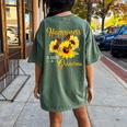 Happiness Is Being A Grandma Sunflower Butterfly Costume Women's Oversized Comfort T-Shirt Back Print Moss