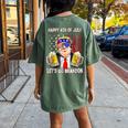Happy 4Th Of July Lets Go Beer Brandon Trump Beer America Women's Oversized Comfort T-Shirt Back Print Moss