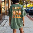 Happy Fall Y'all Autumn Halloween Pumpkin Spice Latte Women's Oversized Comfort T-shirt Back Print Moss