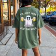 I'm Just Here For The Boos Ghost Halloween Beer Lover Women's Oversized Comfort T-shirt Back Print Moss