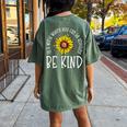 Be Kind Autism Awareness Quote Puzzle Piece Sunflower Women's Oversized Comfort T-Shirt Back Print Moss
