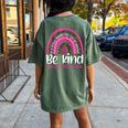 Be Kind Breast Cancer Awareness Leopard Rainbow Kindness Women's Oversized Comfort T-Shirt Back Print Moss