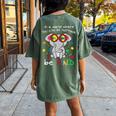 Be Kind Elephant Puzzle Inspirational Autism Awareness Women's Oversized Comfort T-Shirt Back Print Moss