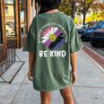 Be Kind Genderfluid Daisy Peace Hippie Pride Flag Lgbt Women's Oversized Comfort T-Shirt Back Print Moss