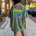 Be Kind Love Kindness Autism Mental Health Awareness Women Women's Oversized Comfort T-Shirt Back Print Moss