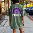Leopard Rainbow Be Kind Purple Ribbon Epilepsy Cancer Women's Oversized Comfort T-Shirt Back Print Moss