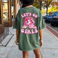 Let's Go Girls Cowgirl Boot Hat Disco Bachelorette Party Women's Oversized Comfort T-shirt Back Print Moss