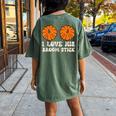 I Love His Broomstick Halloween Groovy Couples Matching Women's Oversized Comfort T-shirt Back Print Moss