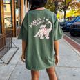 Mama Saurus T Flower Cute Dinosaur Women's Oversized Comfort T-Shirt Back Print Moss