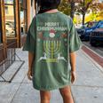 Merry Chrismukkah Happy Hanukkah Jew Ugly Christmas Sweater Women's Oversized Comfort T-shirt Back Print Moss