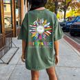 National Hispanic Heritage Month Sunflower Countries Flags Women's Oversized Comfort T-shirt Back Print Moss
