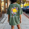 National Hispanic Heritage Month Sunflower All Countries Women's Oversized Comfort T-shirt Back Print Moss
