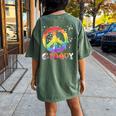 Peace Sign Retro Groovy 60S 70S Hippie Style Women's Oversized Comfort T-Shirt Back Print Moss
