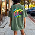 Psychedelic Tie Dye Hippie Be Kind Peace Sign Women's Oversized Comfort T-Shirt Back Print Moss