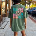Retro Leopard Mama Groovy Face Trendy New Mom Women's Oversized Comfort T-Shirt Back Print Moss