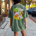 Safari Zoo Birthday Party Wild Zoo Animals Teacher Toddlers Women's Oversized Comfort T-shirt Back Print Moss