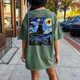 Scary Night Black Cat Halloween Pumpkin Boys Girls Women's Oversized Comfort T-shirt Back Print Moss