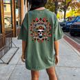 Screaming Skull In Native American Indian Headdress Feathers Native American Women's Oversized Comfort T-shirt Back Print Moss