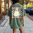 Spooky Grandma Halloween Ghost Costume Retro Groovy Women's Oversized Comfort T-shirt Back Print Moss