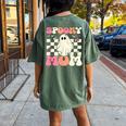 Spooky Mom Halloween Ghost Costume Retro Groovy Women's Oversized Comfort T-shirt Back Print Moss