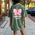 Support Squad Breast Cancer Awareness Butterfly Ribbon Women's Oversized Comfort T-shirt Back Print Moss