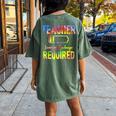 Teacher Summer Recharge Required Tie Dye Teacher Vacation Women's Oversized Comfort T-Shirt Back Print Moss