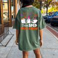 Team Sped Boo Crew Cute Ghost Halloween Costume Teacher Women's Oversized Comfort T-shirt Back Print Moss