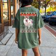 Ugly Sweater Christmas Pomeranian Dog Puppy Xmas Pajama Women's Oversized Comfort T-shirt Back Print Moss
