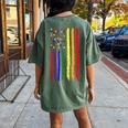 Usa Pride Rainbow Flag Patriotic Pride Love Is Love Women's Oversized Graphic Back Print Comfort T-shirt Moss