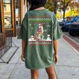 Whippet Dog Christmas Lights Ugly Christmas Sweater Women's Oversized Comfort T-shirt Back Print Moss