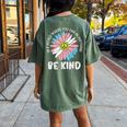 World Be Kind Transgender Daisy Peace Hippie Trans Lgbt Women's Oversized Comfort T-Shirt Back Print Moss