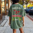 Xmas Tree With Light Cheerleader Ugly Christmas Sweater Women's Oversized Comfort T-shirt Back Print Moss