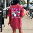 7 Years Old Dabbing Unicorn 7Th Birthday Girl Party Women's Oversized Comfort T-shirt Back Print Crimson