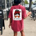 Basketball Mom Red Plaid Messy Bun Basketball Player Women's Oversized Comfort T-Shirt Back Print Crimson
