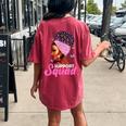 Black Queen Support Squad Breast Cancer Awareness Women's Oversized Comfort T-shirt Back Print Crimson