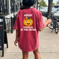 Cutest Pumpkin In The Patch Baby Girl Halloween Fall Women's Oversized Comfort T-shirt Back Print Crimson