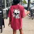 Floral Sugar Skull Rose Flowers Mycologist Gothic Goth Women's Oversized Comfort T-shirt Back Print Crimson