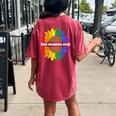 Free Grandma Hugs Lgbt Daisy Rainbow Flower Hippie Gay Pride Women's Oversized Comfort T-Shirt Back Print Crimson