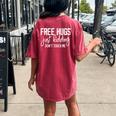 Free Hugs Just Kidding Don't Touch Me Sarcastic Jokes Women's Oversized Comfort T-shirt Back Print Crimson