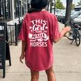 This Girl Runs On Jesus Horses Cowgirl Horse Riding T Women's Oversized Comfort T-Shirt Back Print Crimson