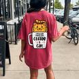 Good Day Starts With Coffee Cat Cute Kitten Girls N Women's Oversized Comfort T-shirt Back Print Crimson