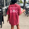 Groovy Breast Cancer Is Boo Sheet Halloween Breast Cancer Women's Oversized Comfort T-shirt Back Print Crimson
