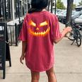 Halloween Pumpkin Horror Party Costume Halloween Pumpkin Women's Oversized Comfort T-shirt Back Print Crimson