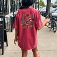 Hippie Daisy Peace Sign Retro Flower Pink Flowers Lovers Women's Oversized Comfort T-Shirt Back Print Crimson